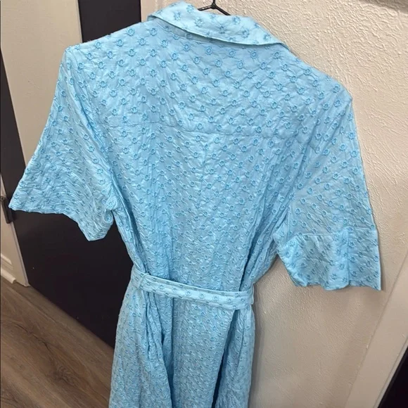 Kate Spade Blue Casual Button Down Dress with Geometric Pattern - Picture 6 of 7